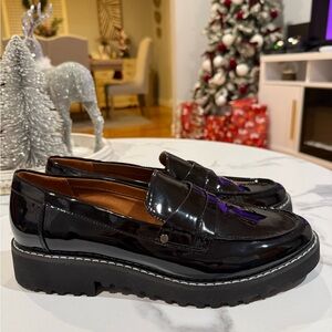 Franco Sarto Black Patent Leather Loafers